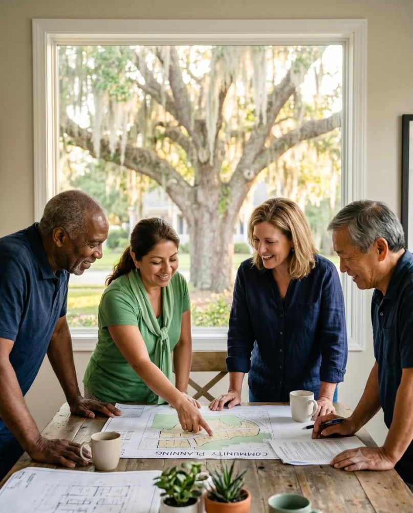 Warm portrait of an HOA board and community members